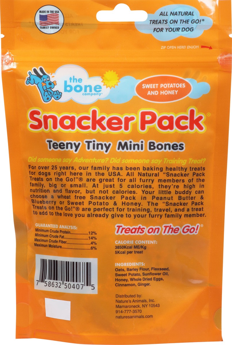 slide 3 of 9, The Bone Company Snacker Pack Treats On The Go Teeny Tiny Mini Bones Sweet Potatoes and Honey Dog Treats 4 oz, 4 oz