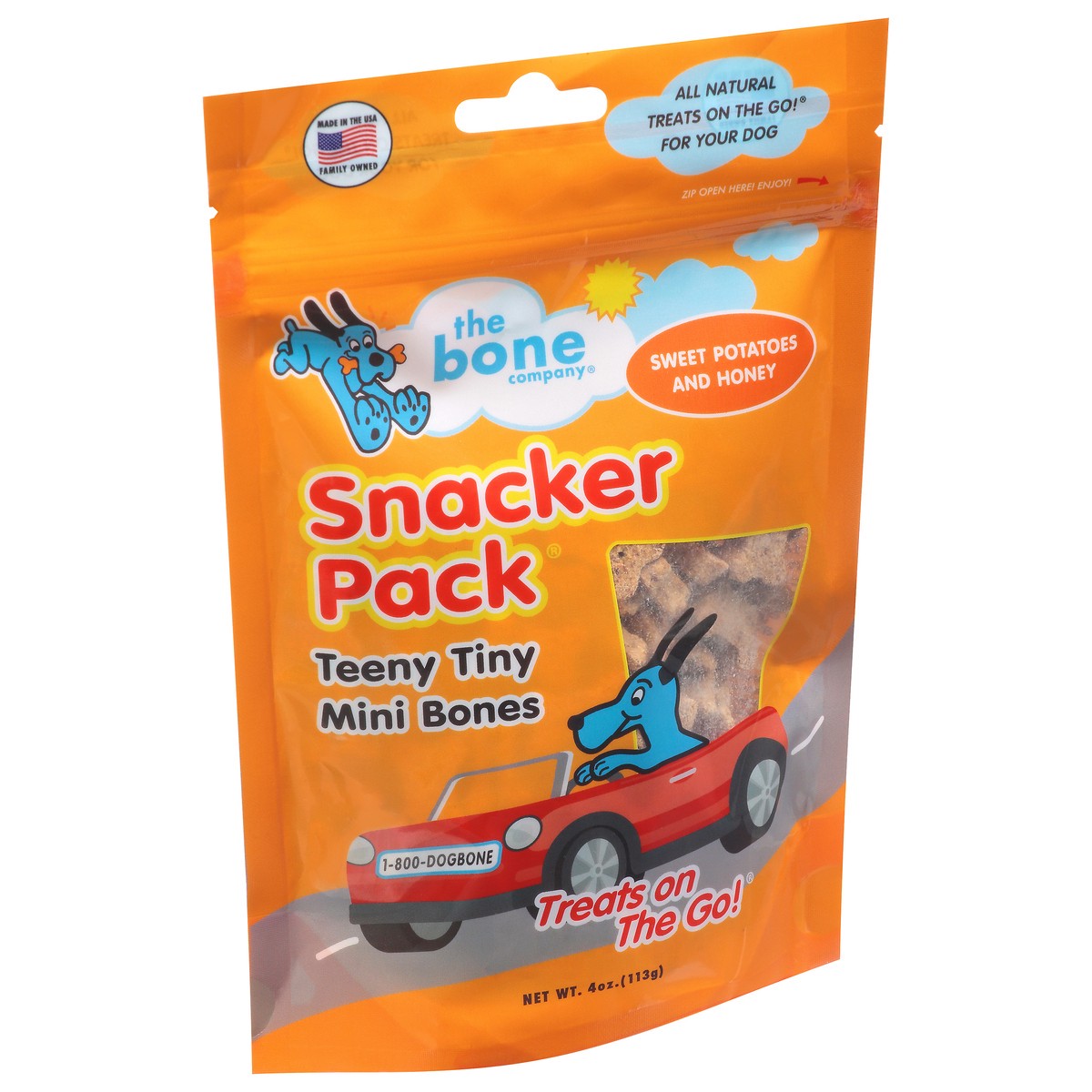 slide 4 of 9, The Bone Company Snacker Pack Treats On The Go Teeny Tiny Mini Bones Sweet Potatoes and Honey Dog Treats 4 oz, 4 oz