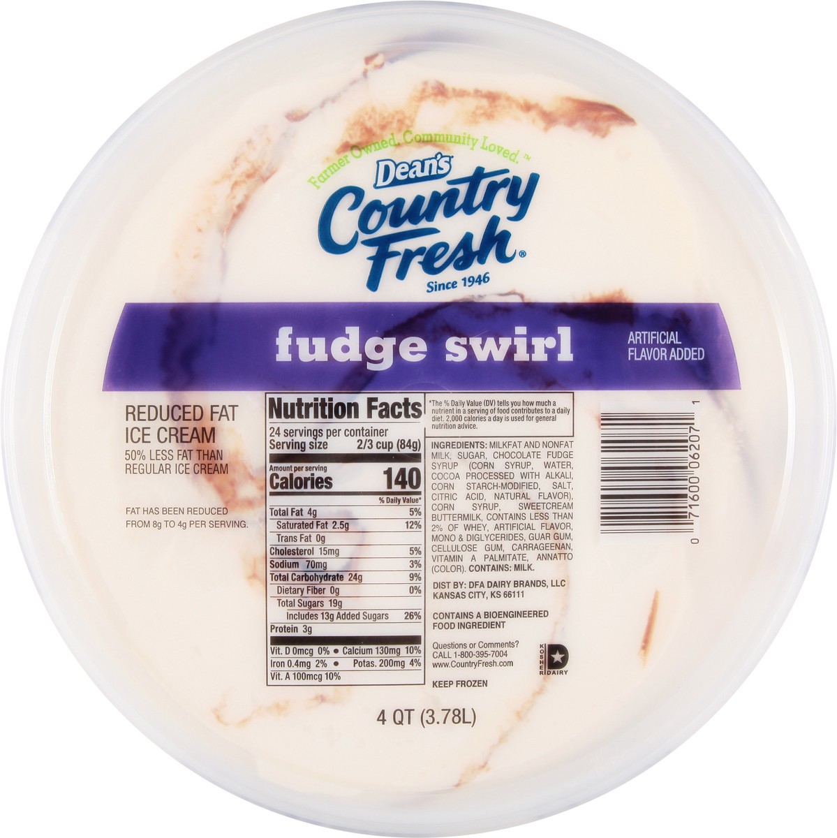 slide 6 of 12, Country Fresh Reduced Fat Fudge Swirl Ice Cream Family Size 4 qt, 4 qt