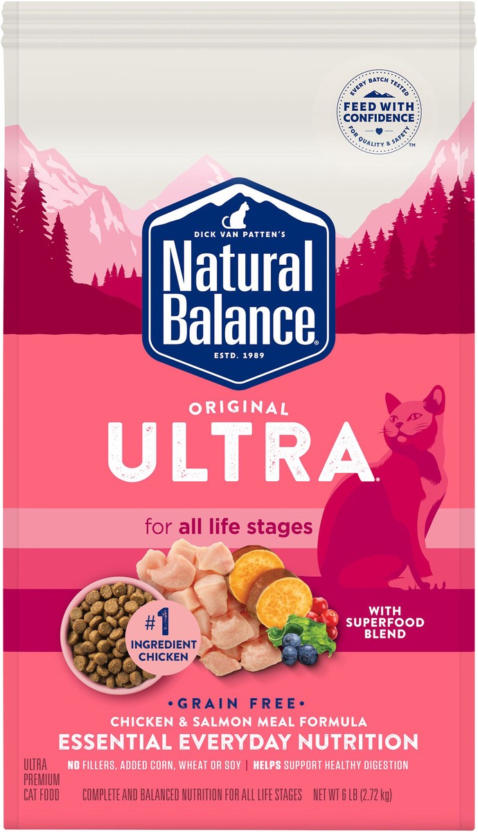 slide 7 of 8, Natural Balance Original Ultra Chicken and Salmon Meal Dry Cat Food Formula, 6 lb Bag, 6 lb