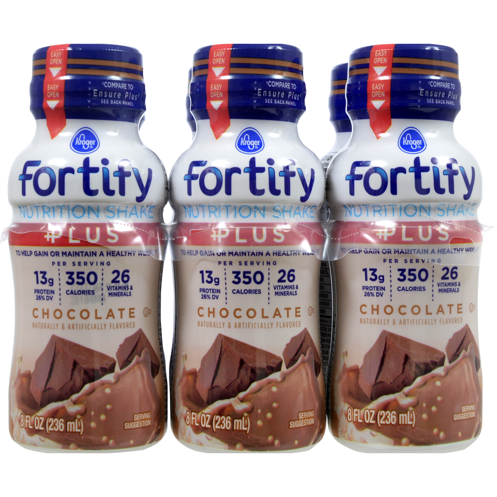 slide 1 of 1, Kroger Fortify Plus Milk Chocolate Nutrition Shake, 6 ct; 8 fl oz
