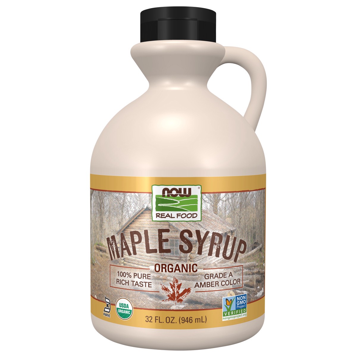 slide 1 of 4, NOW Real Food Maple Syrup, Organic Grade A Amber Color - 32 oz., 32 fl oz