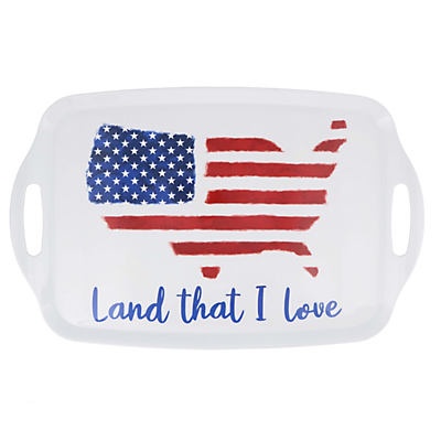 slide 1 of 1, Destination Holiday Patriotic Land That I Love White Melamine Rectangle Serve Tray, 19 in