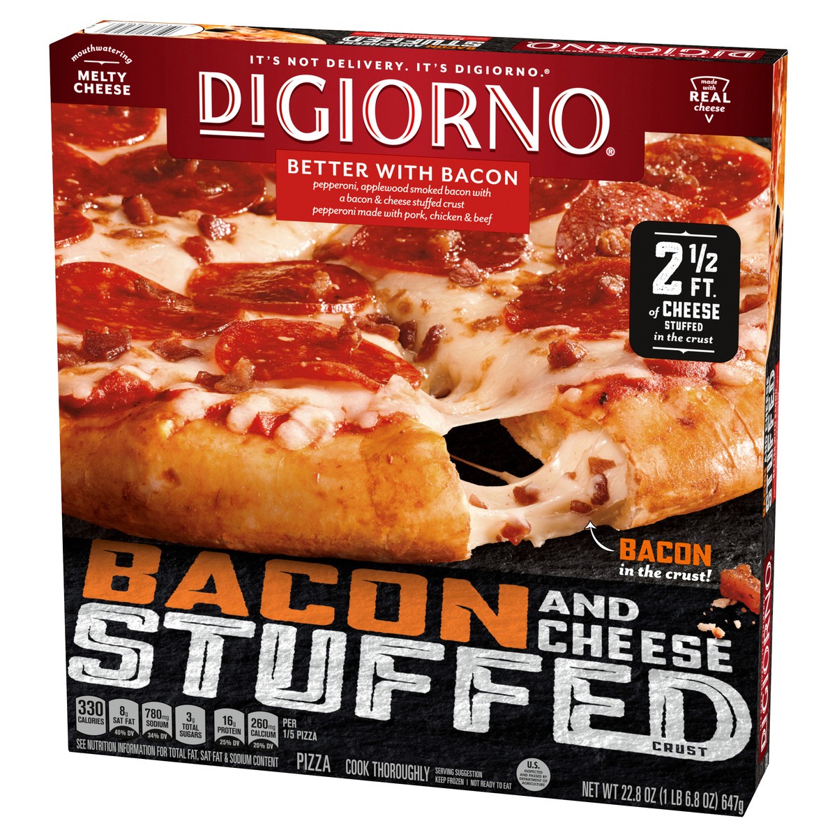 slide 3 of 12, DiGiorno Bacon & Cheese Stuffed Crust Better with Bacon Pizza, 22.8 oz