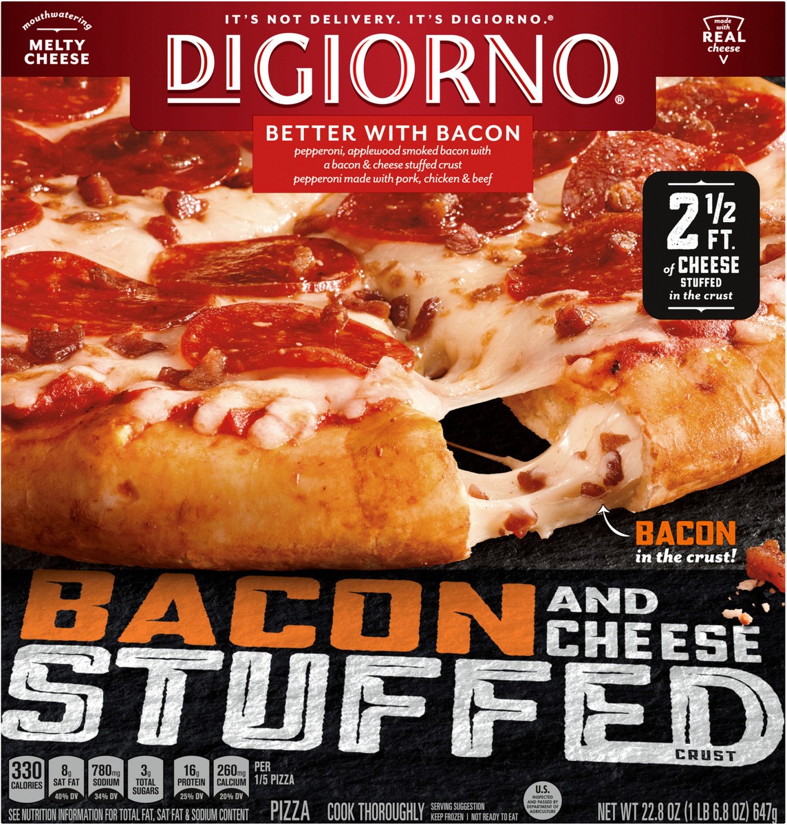 slide 4 of 12, DiGiorno Bacon & Cheese Stuffed Crust Better with Bacon Pizza, 22.8 oz