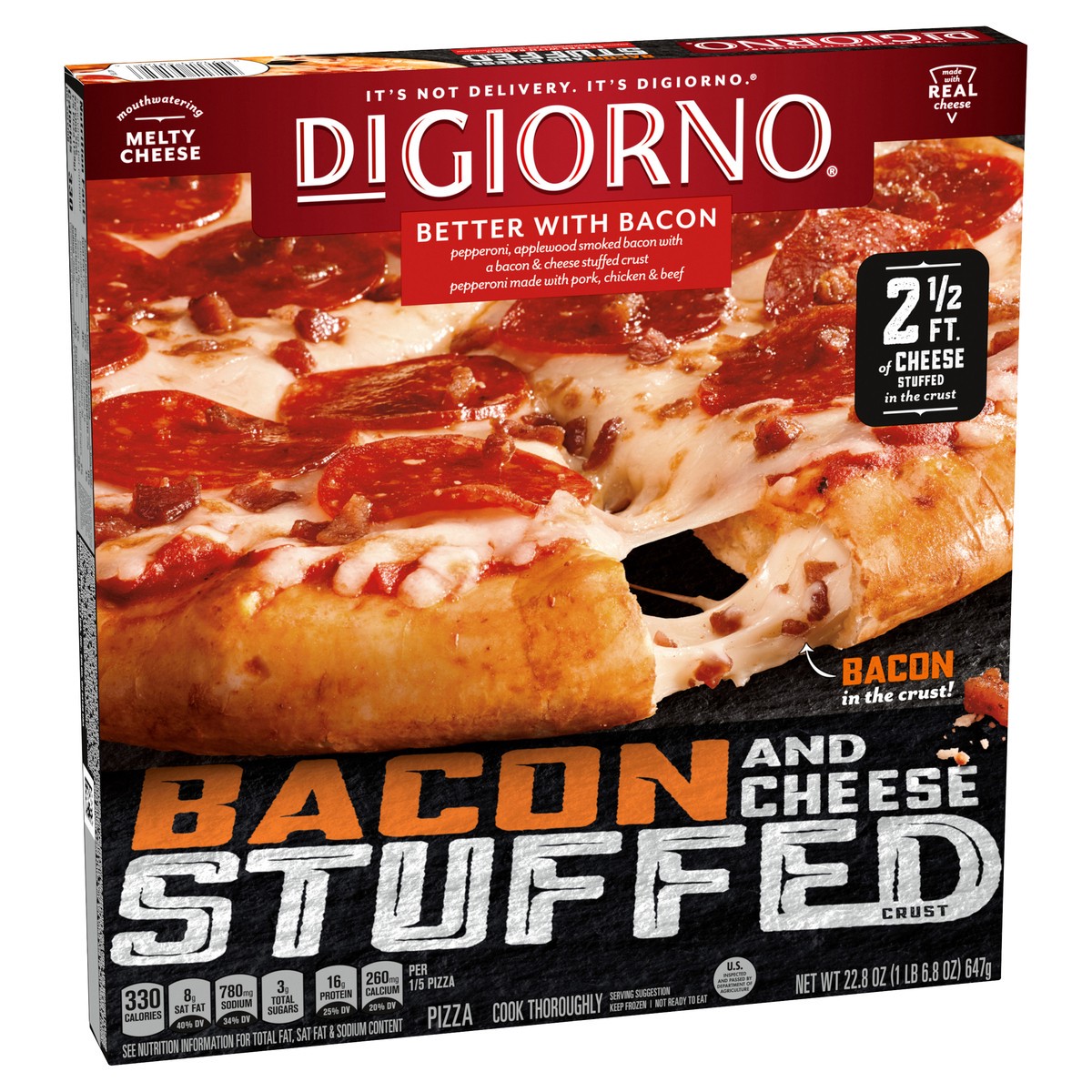 slide 8 of 12, DiGiorno Bacon & Cheese Stuffed Crust Better with Bacon Pizza, 22.8 oz