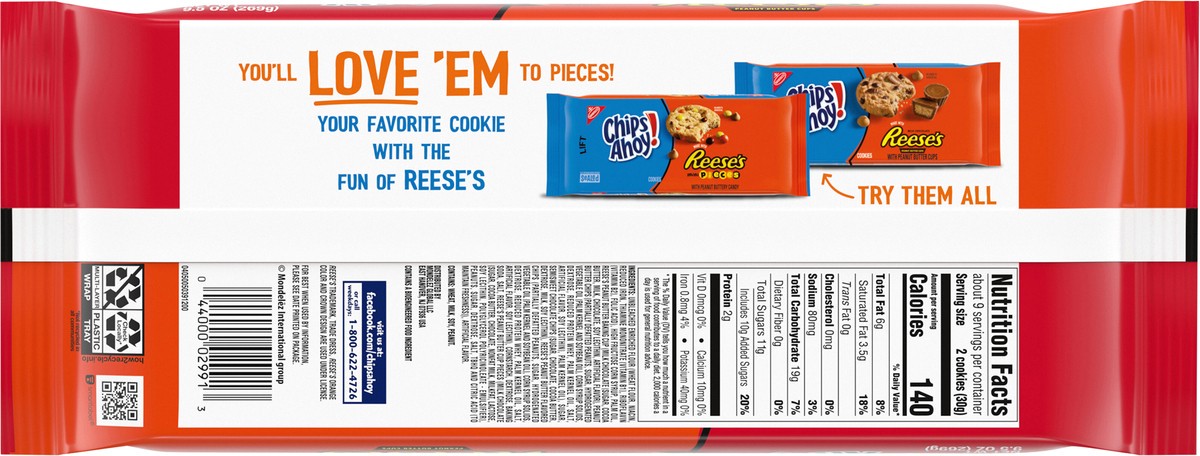 slide 5 of 16, CHIPS AHOY! Chewy Chocolate Chip Cookies with Reese's Peanut Butter Cups, 9.5 oz, 9.5 oz