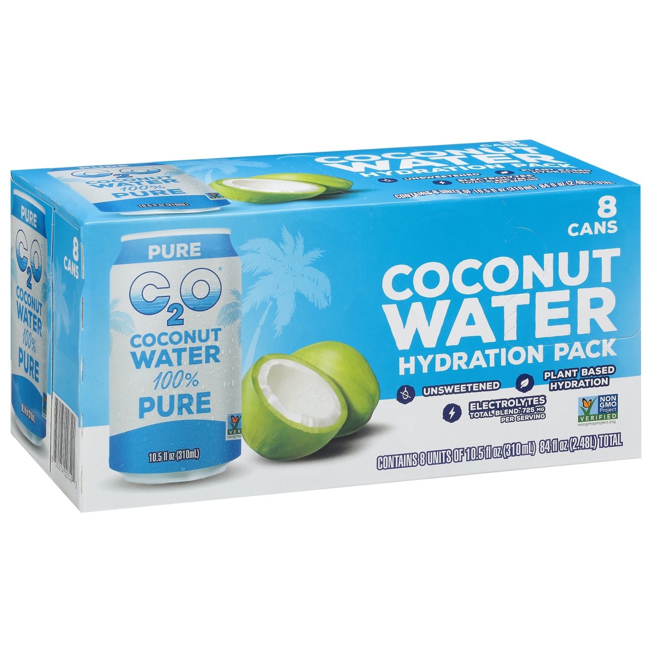 slide 1 of 1, C2O Pure Coconut Water, 8 ct