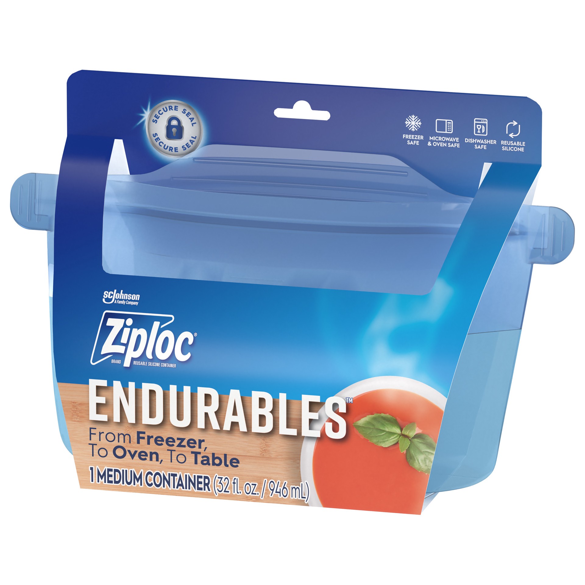slide 4 of 5, Ziploc Endurables Medium Reusable Silicone Container - Safe for Microwave and Freezer - 32 fl oz, 1 ct