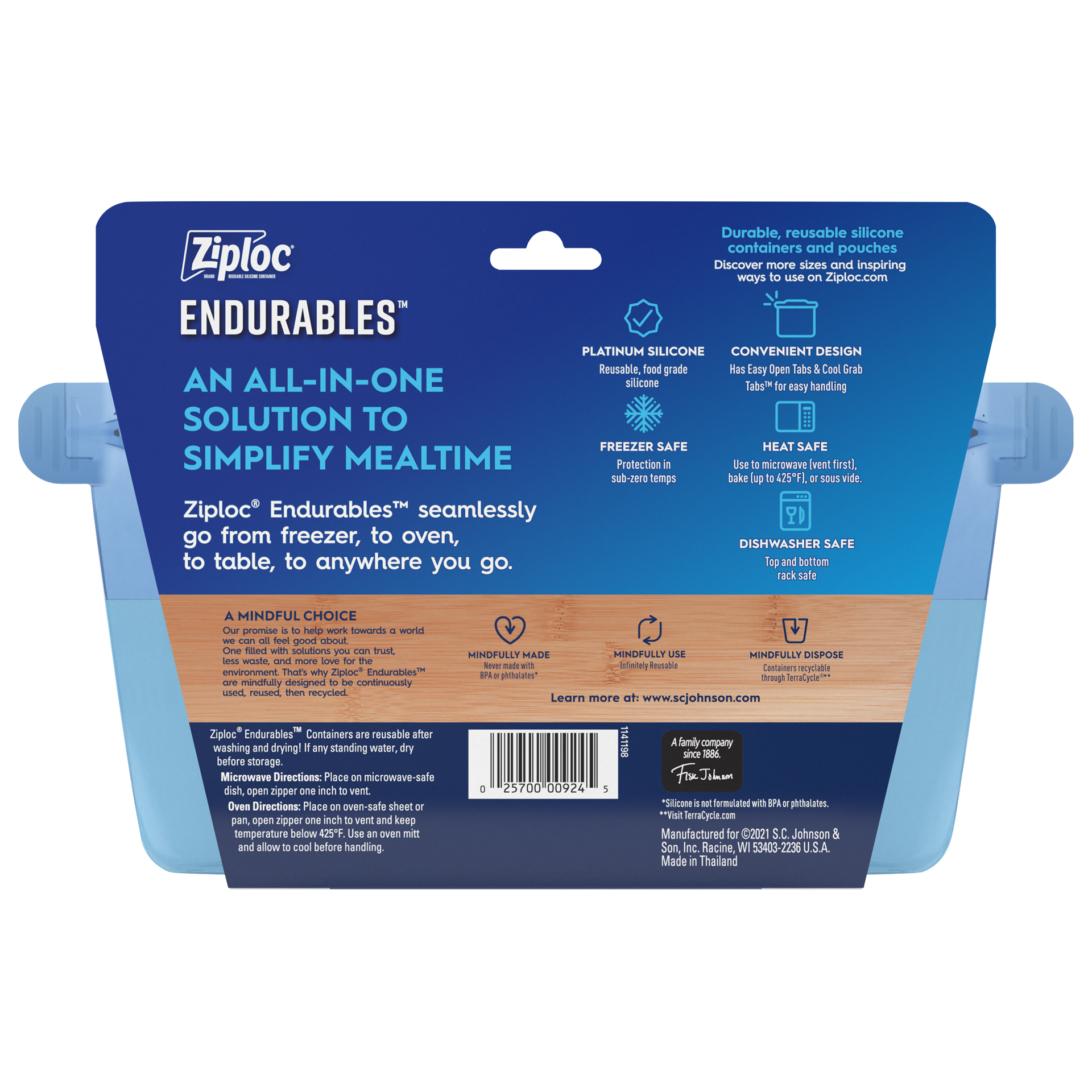 slide 3 of 5, Ziploc Endurables Medium Reusable Silicone Container - Safe for Microwave and Freezer - 32 fl oz, 1 ct