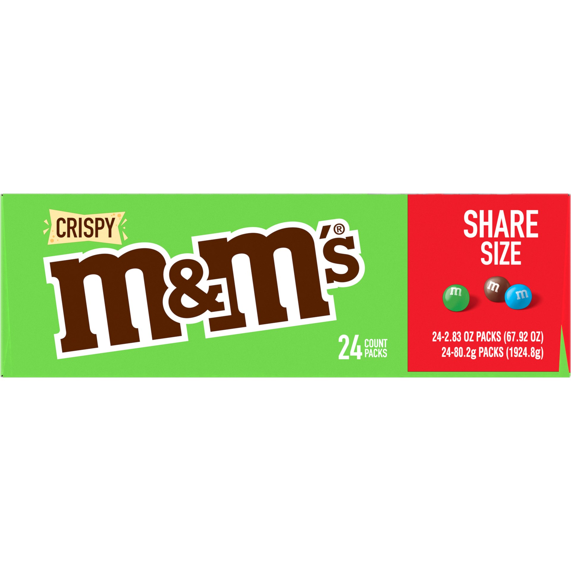 slide 3 of 5, M&M's, Crispy Chocolate Candy Sharing Size, 2.83 Oz 24 Ct, 67.92 oz