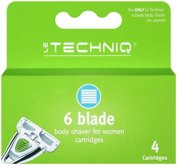 slide 1 of 1, LeTechniq Women 6 Blade Body Shaver Cartridge, 4 ct