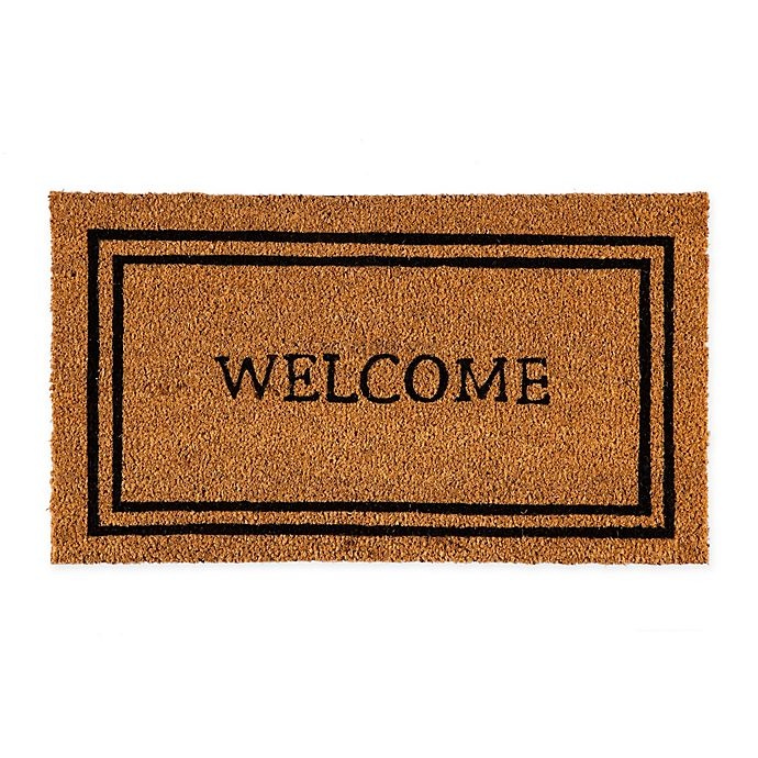 slide 1 of 2, Evergreen Welcome Border 28 X 16'' Coir Door Mat Insert - Black'', 1 ct