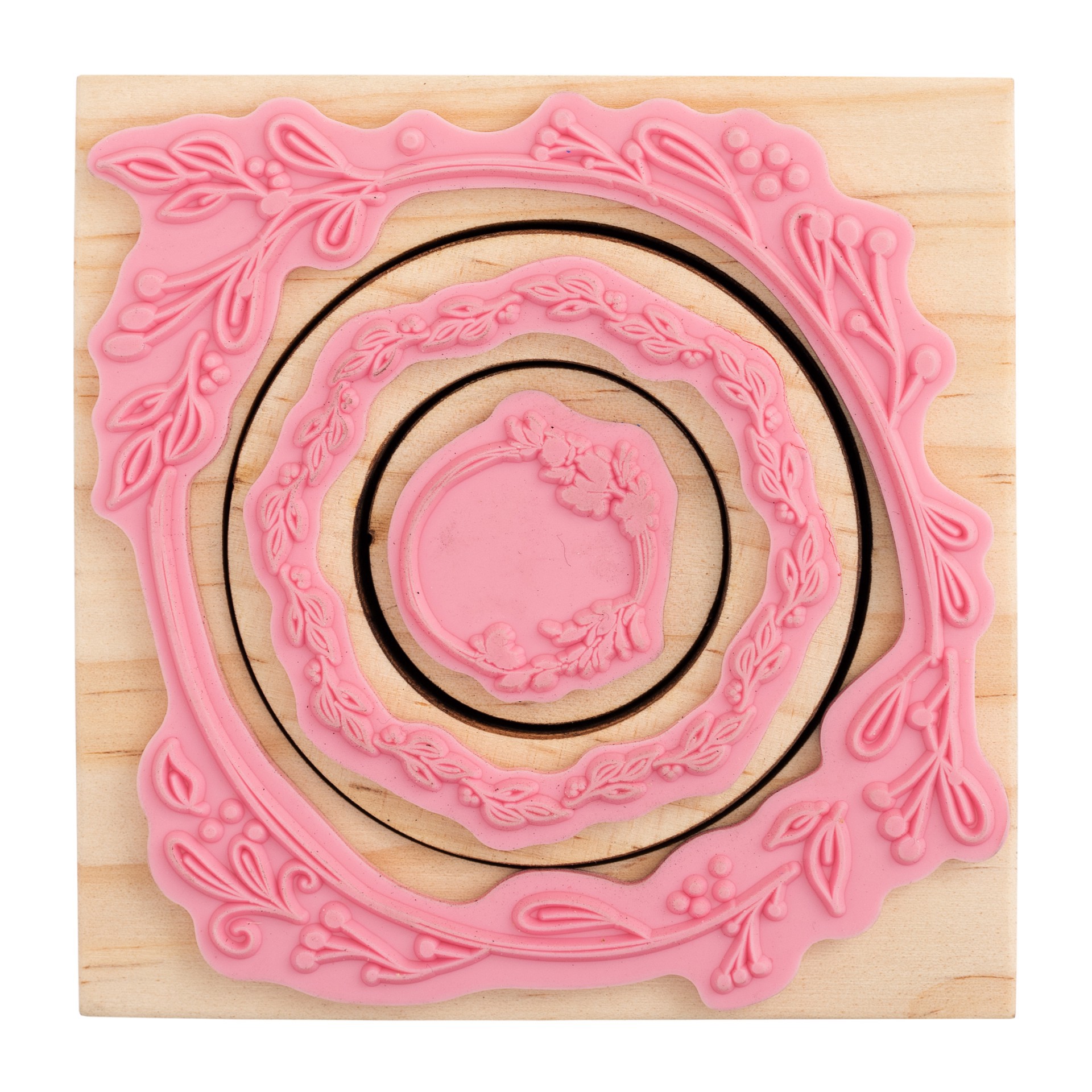 slide 3 of 6, Nesting Circle Wreath Wood Stamp Set By Recollections, 4 in x 4 in x 1 in