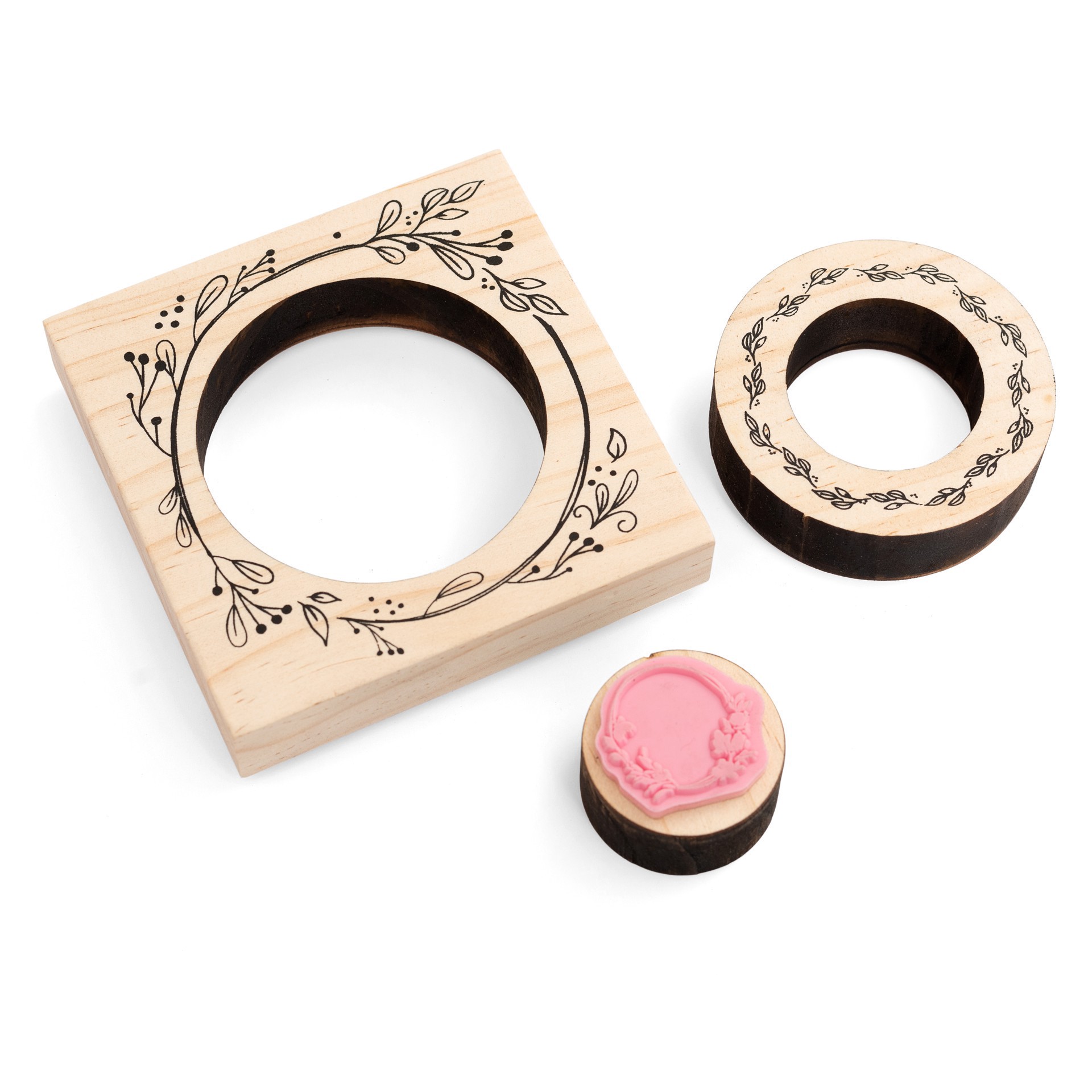 slide 2 of 6, Nesting Circle Wreath Wood Stamp Set By Recollections, 4 in x 4 in x 1 in