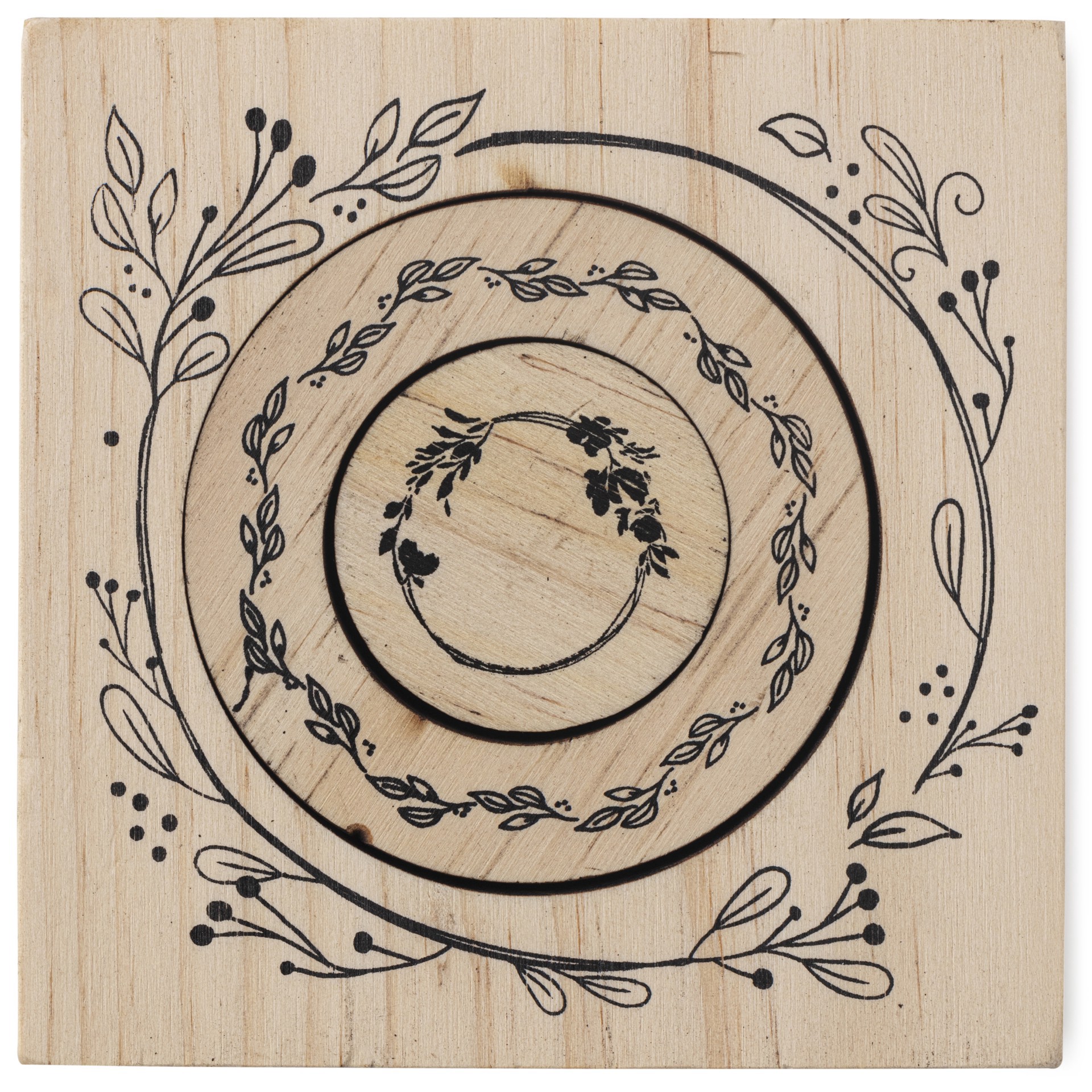slide 5 of 6, Nesting Circle Wreath Wood Stamp Set By Recollections, 4 in x 4 in x 1 in