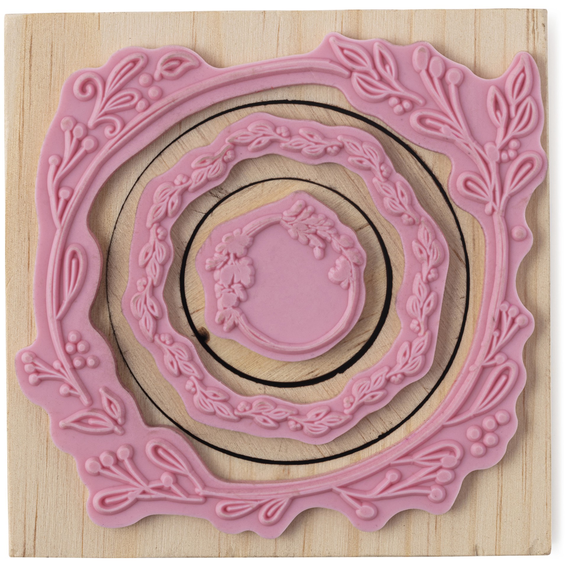 slide 6 of 6, Nesting Circle Wreath Wood Stamp Set By Recollections, 4 in x 4 in x 1 in