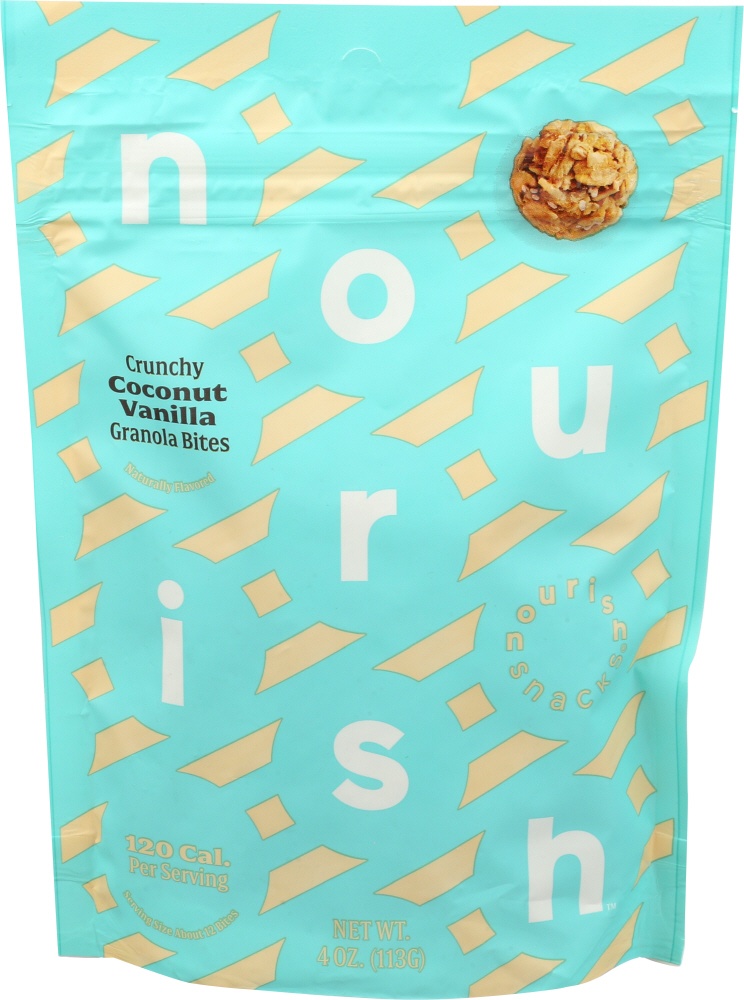 slide 1 of 1, Nourish Crunchy Coconut Vanilla Granola Bites, 4 oz