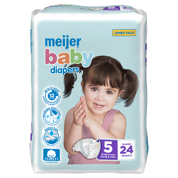 slide 1 of 1, Meijer Baby Jumbo Diapers Size 5, 24 ct