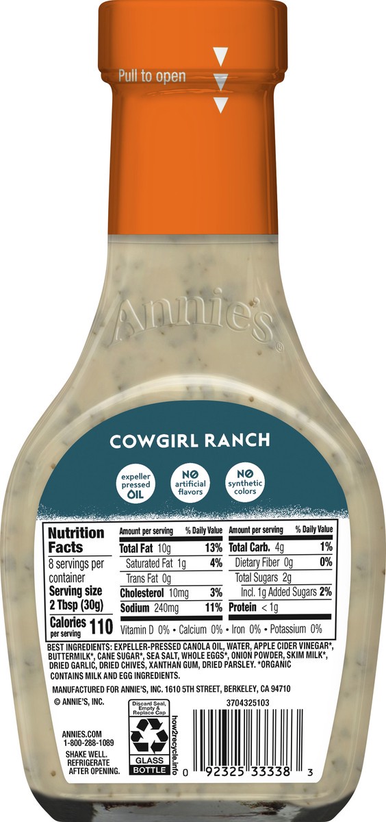 slide 5 of 9, Annie's Cowgirl Ranch Dressing 236 ml, 8 fl oz