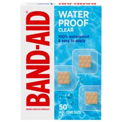 BAND-AID Brand Waterproof Clear Spot Square Bandages, One Size, 50 ct