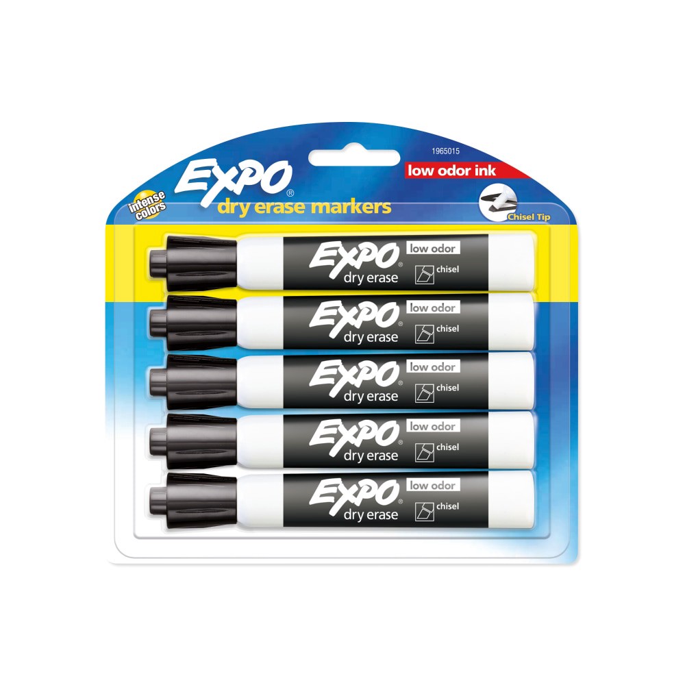 slide 1 of 2, Expo Chisel Tip Dry Erase Markers - Black, 5 ct