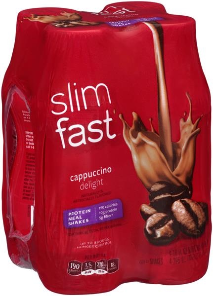 slide 1 of 1, SlimFast Cappuccino Delight Protein Meal Shakes, 4 ct; 10 fl oz