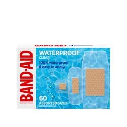 BAND-AID Brand Clear Waterproof Adhesive Bandages, Assorted, 60 ct