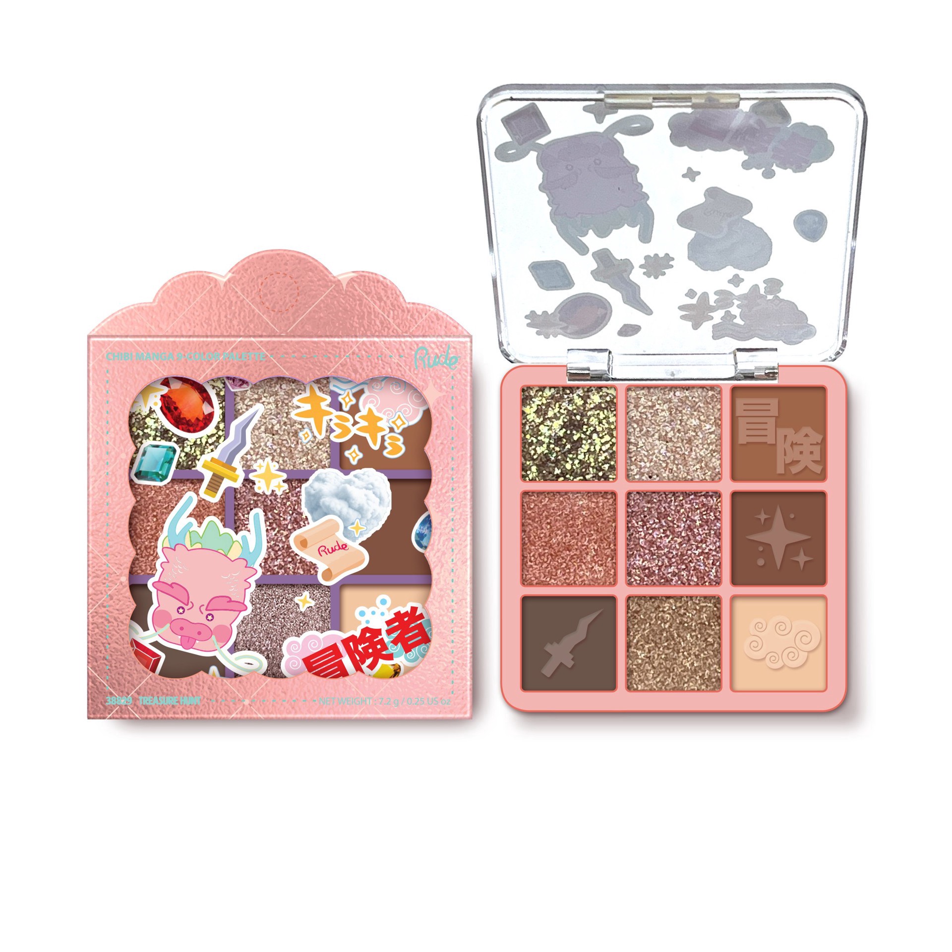 slide 1 of 1, Rude Cosmetics Chibi Manga 9 Color Eyeshadow Palette - Treasure Hunt, 1 ct