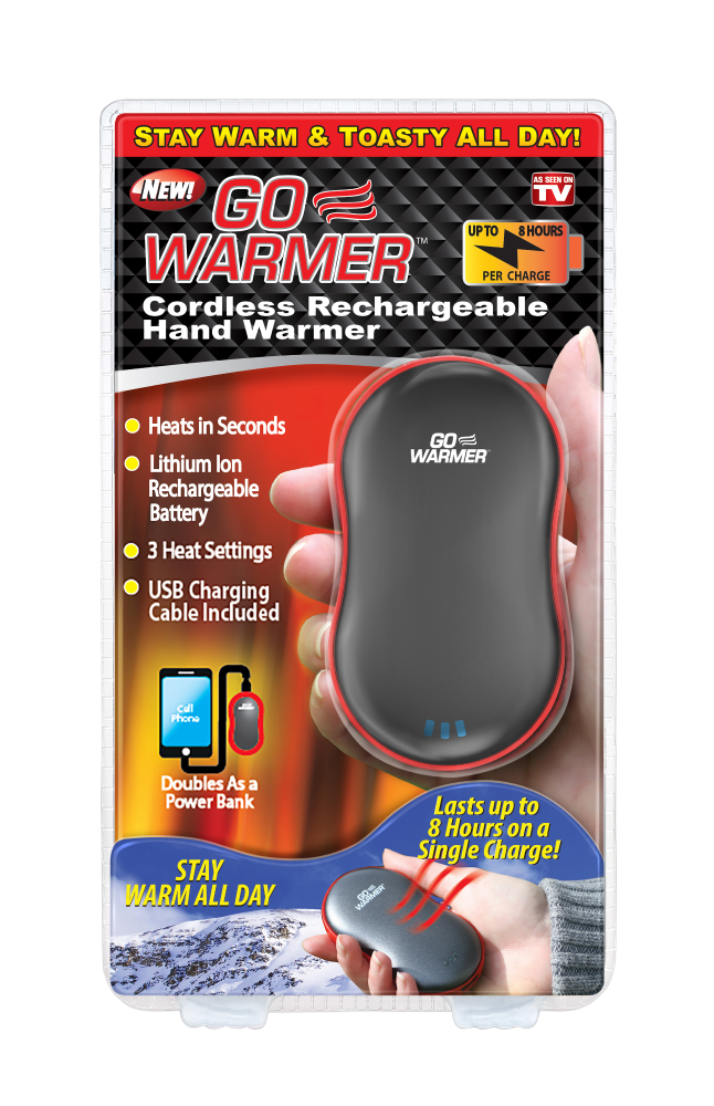 slide 1 of 1, As Seen on TV Go Warmer Cordless Rechargeable Hand Warmer, 1 ct