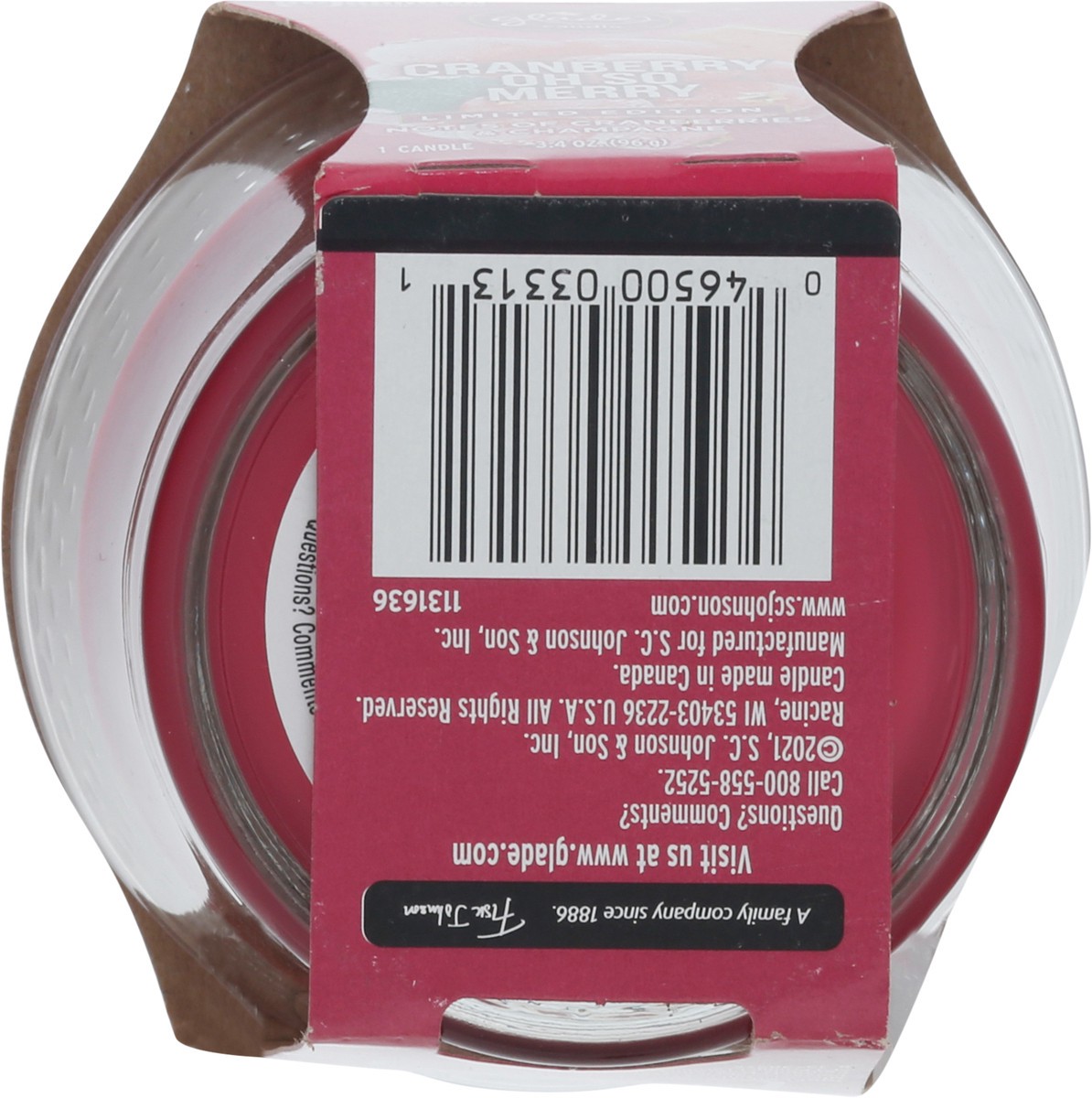 slide 6 of 9, Glade Candle, Small Scented Candle, Cranberry Oh So Merry, 3.4 oz, 3.4 oz