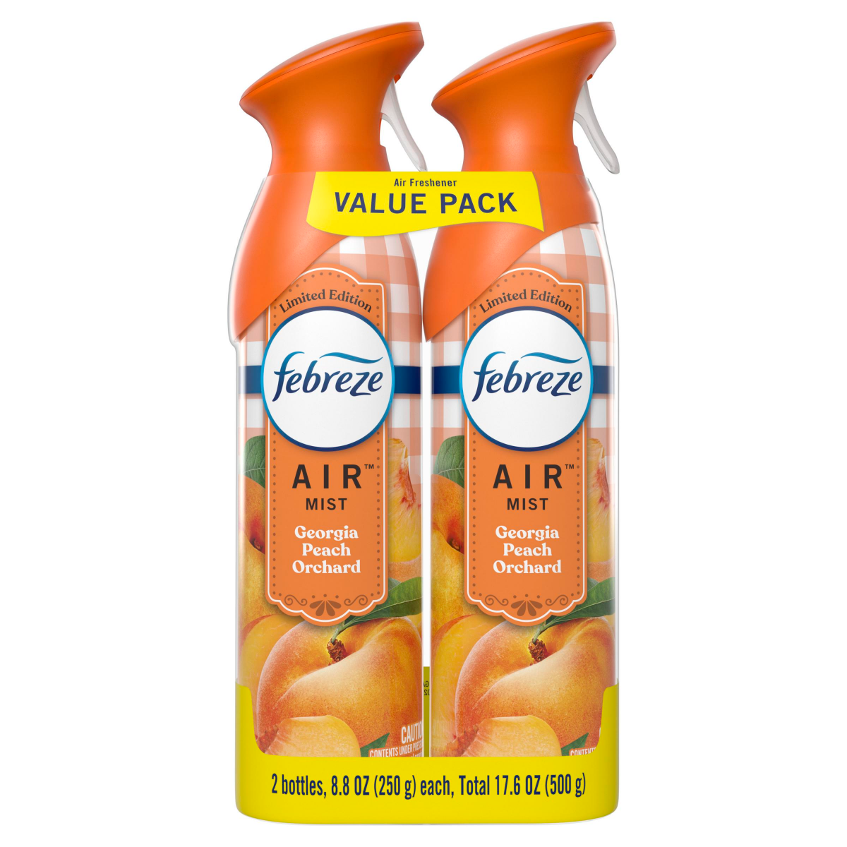 slide 10 of 29, Febreze Air Mist Odor-Fighting Air Freshener Georgia Peach Orchard Aerosol Can, Pack of 2, 8.8 oz
