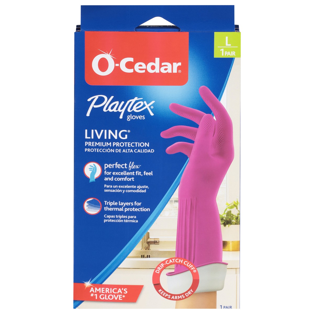 slide 1 of 9, O-Cedar Playtex Living Gloves Large 1 ea, 1 ct