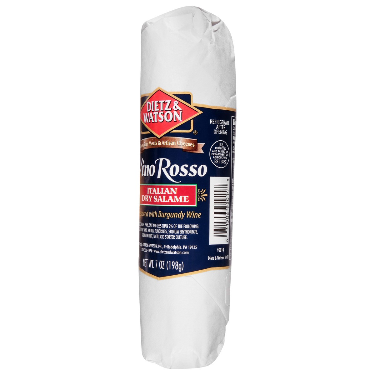 slide 7 of 9, Dietz & Watson Vino Rosso Italian Dry Vino Rosso Salame 7 oz, 7 oz