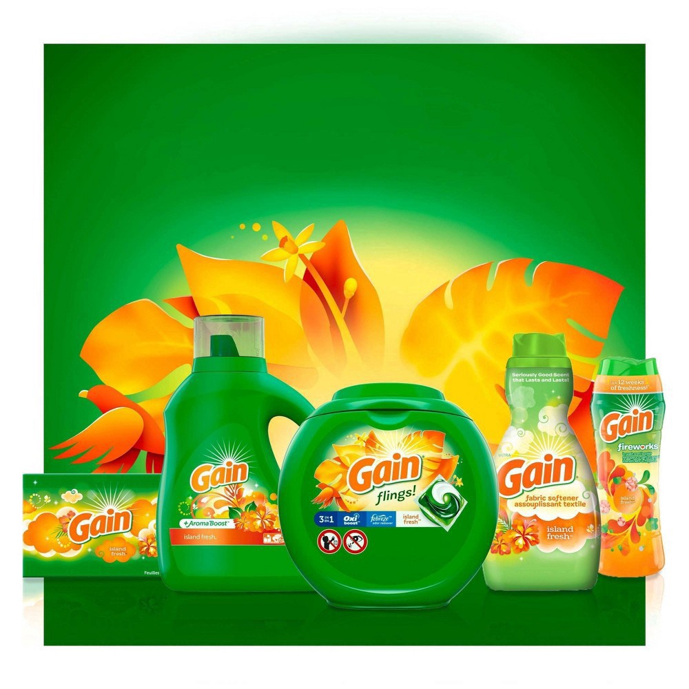 slide 15 of 21, Gain +Aroma Boost Island Fresh Detergent 4.87 lt, 165 oz