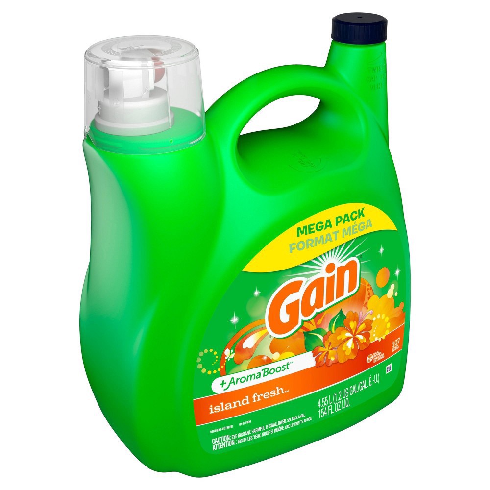 slide 19 of 21, Gain +Aroma Boost Island Fresh Detergent 4.87 lt, 165 oz