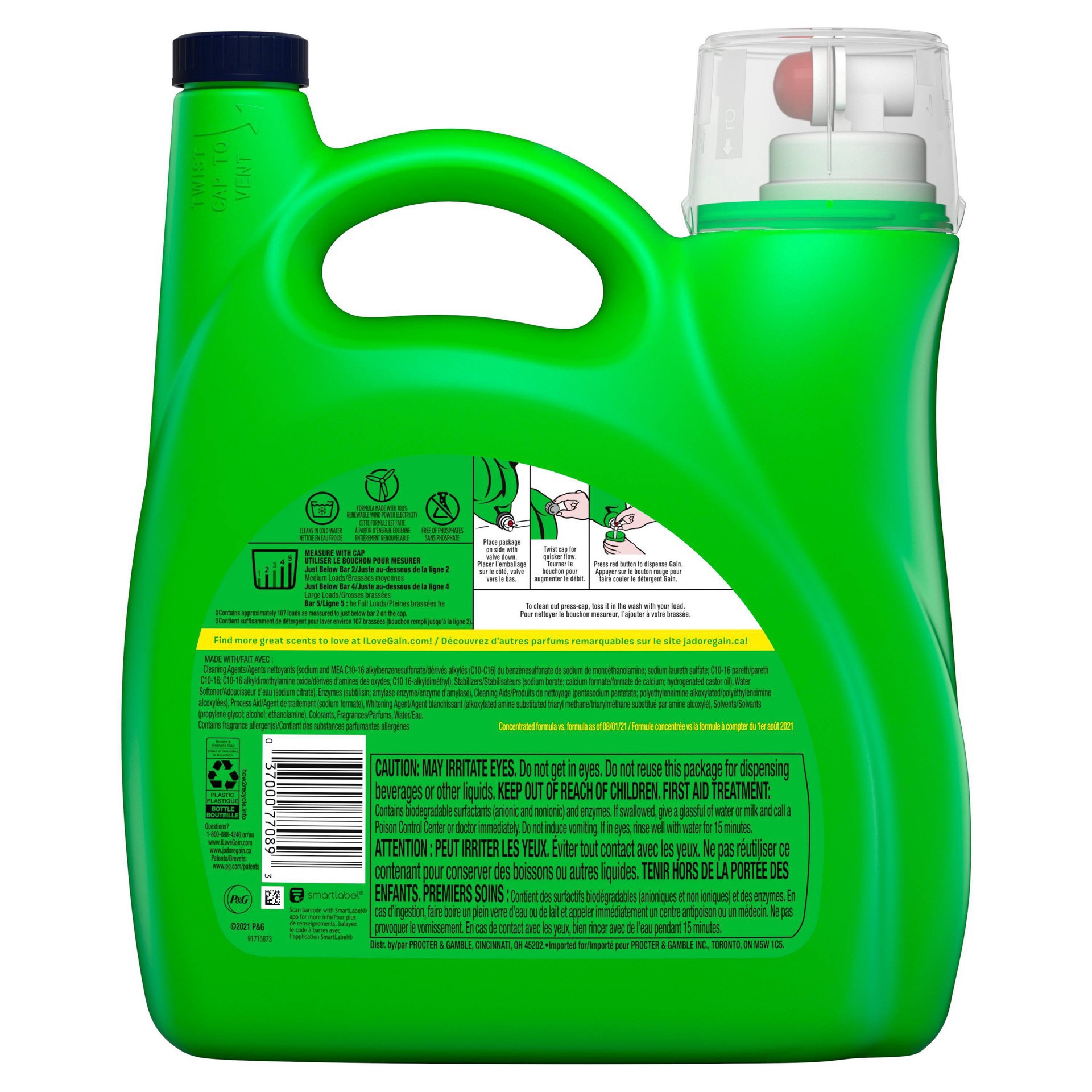slide 6 of 21, Gain +Aroma Boost Island Fresh Detergent 4.87 lt, 165 oz