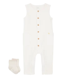 Carter's Baby 2-Piece Jumpsuit & Sock Set - Ivory 3M