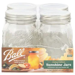 Ball Regular Mouth 16 oz Sunshine Jars, 4 Count
