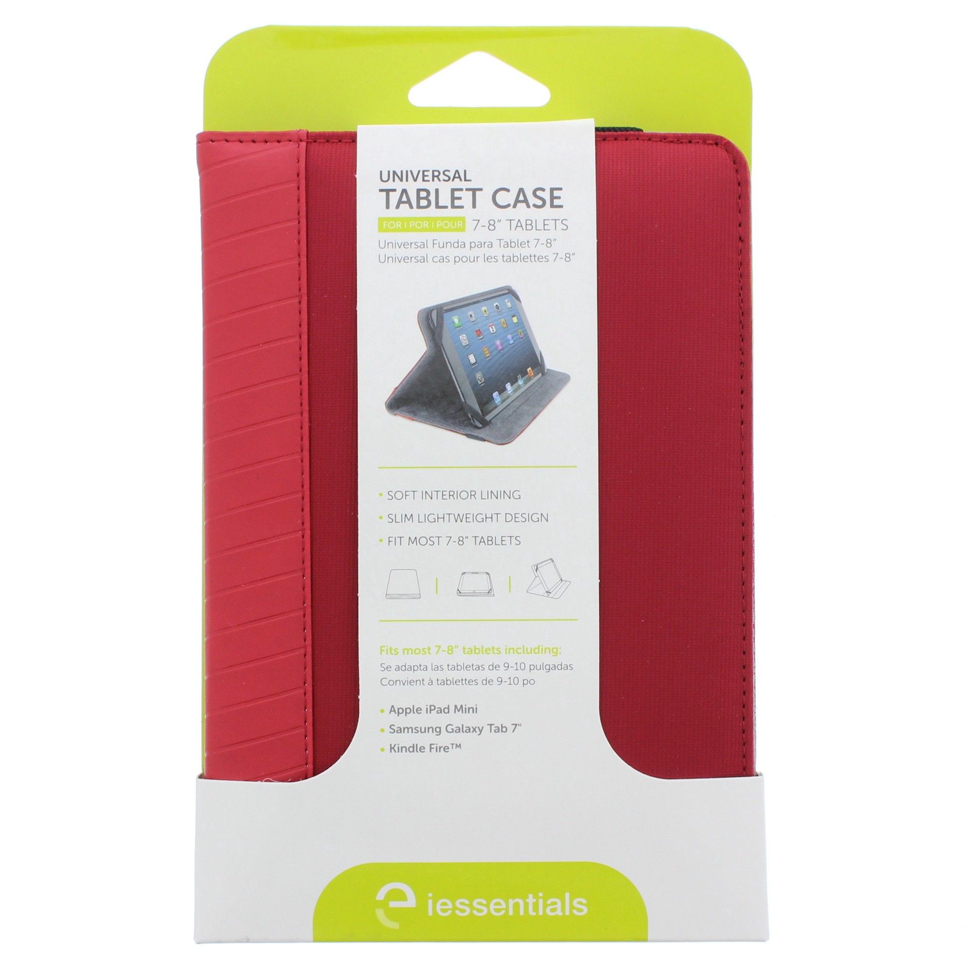 slide 1 of 1, iEssentials Universal Folio Red 7 to 8 inch Tablet Case, 1 ct