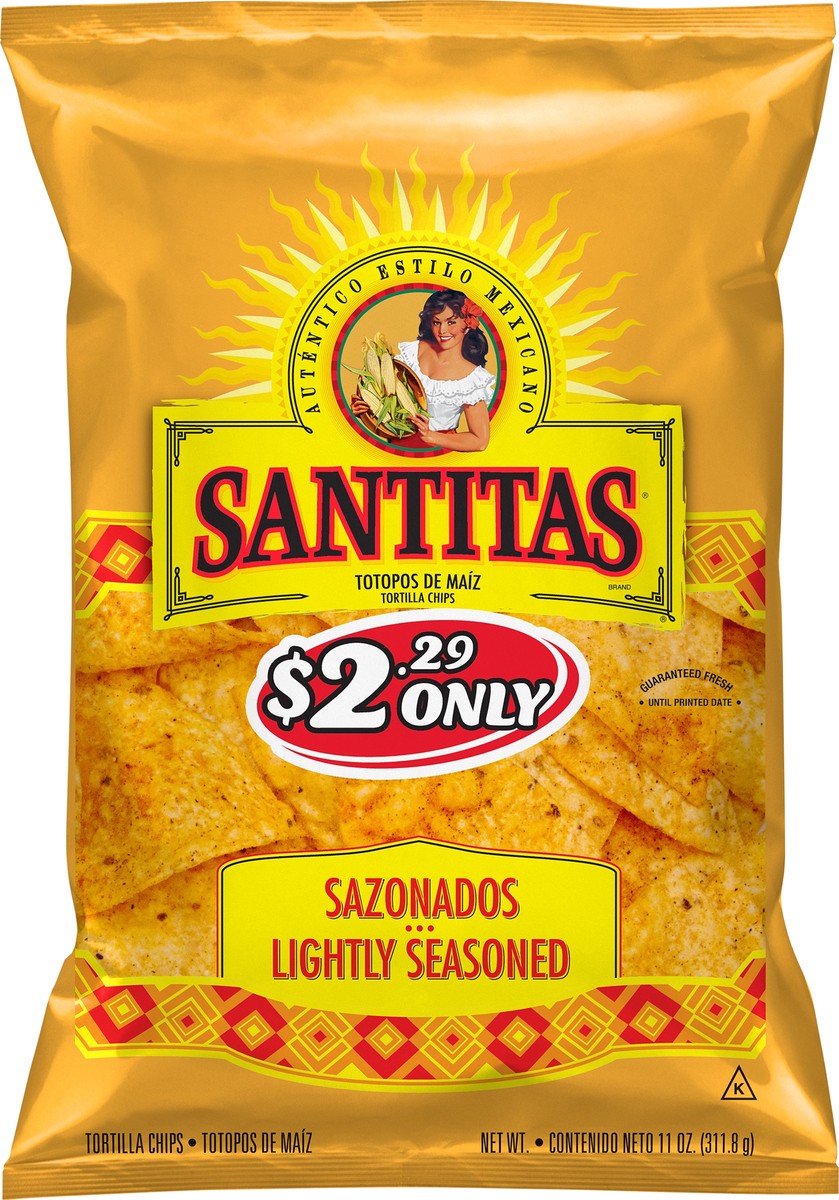 slide 2 of 6, Santitas Lightly Seasoned Tortilla Chips 11 oz, 11 oz