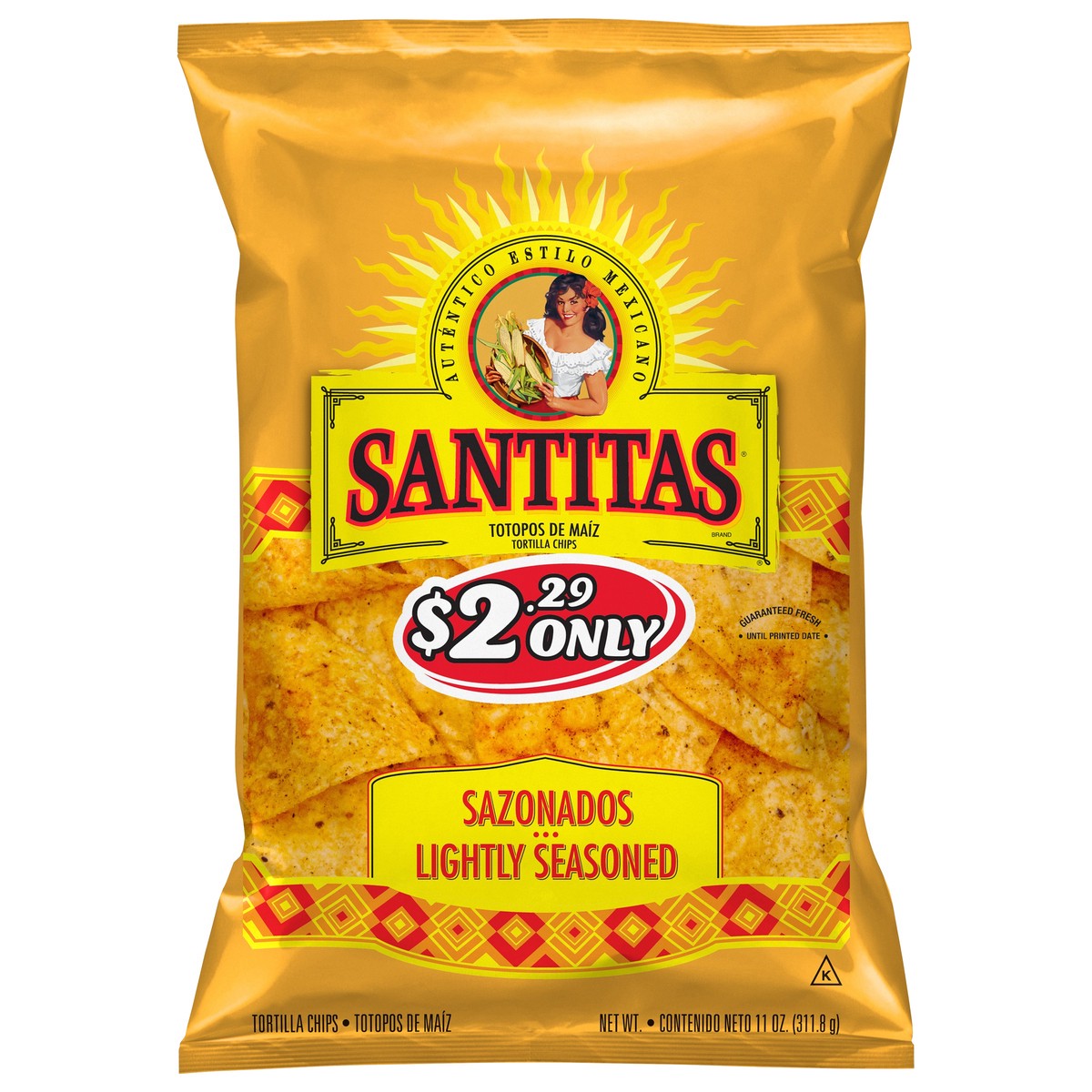 slide 1 of 6, Santitas Lightly Seasoned Tortilla Chips 11 oz, 11 oz