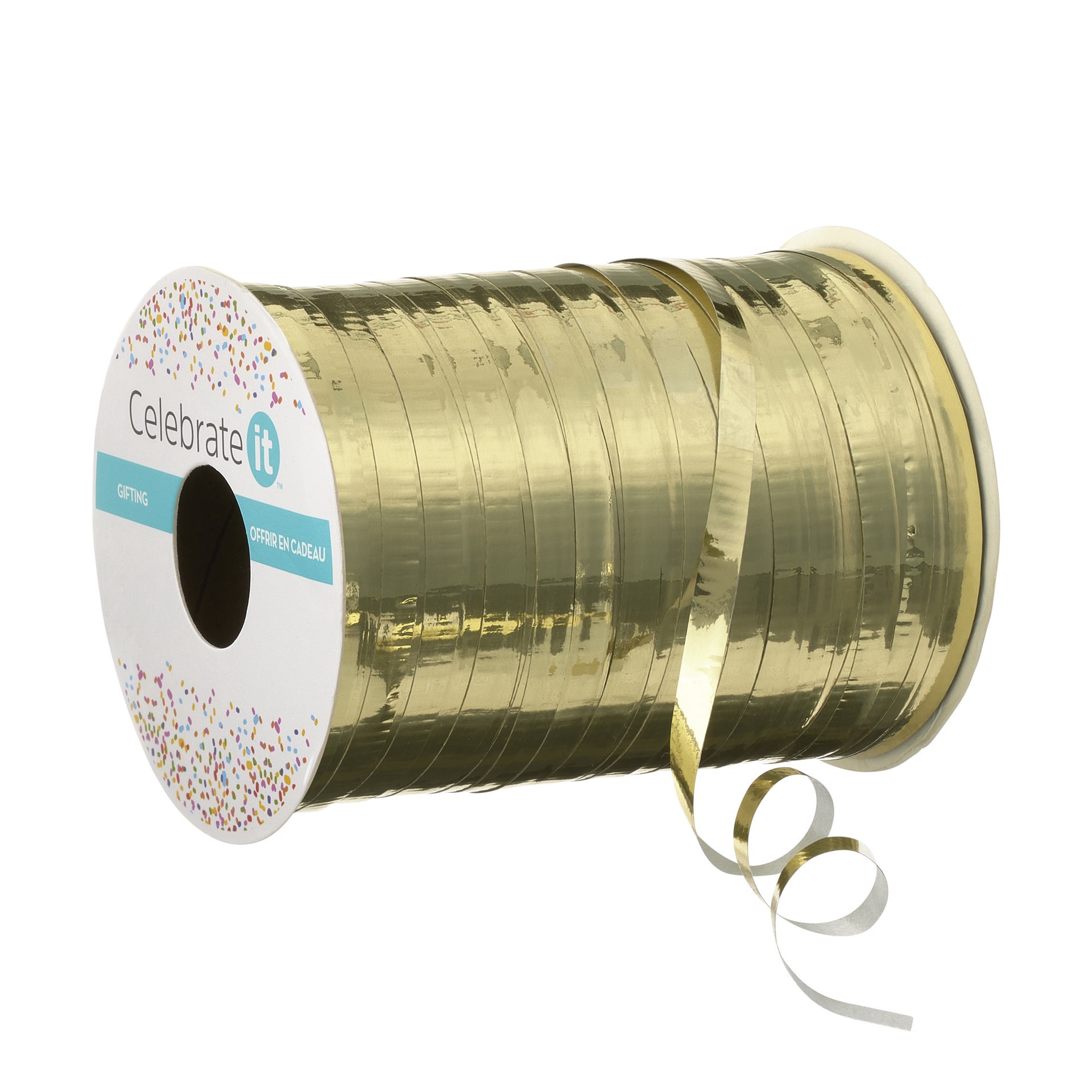 slide 2 of 4, 100yd. Gold Crimped Curling Ribbon By Celebrate It, 3/16 in x 100 yd