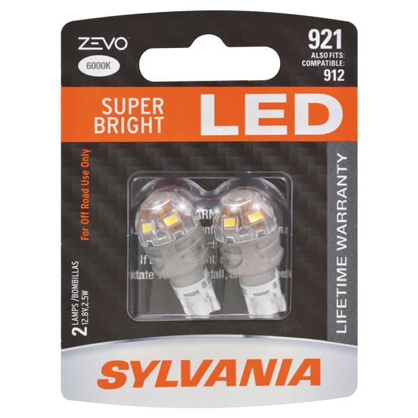 slide 1 of 6, Sylvania 921 ZEVO Super Bright LED, 2 ct