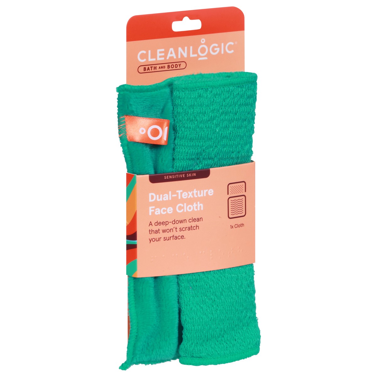 slide 7 of 9, cleanlogic Bath and Body Dual-Texture Face Cloth 1 ea, 1 ct