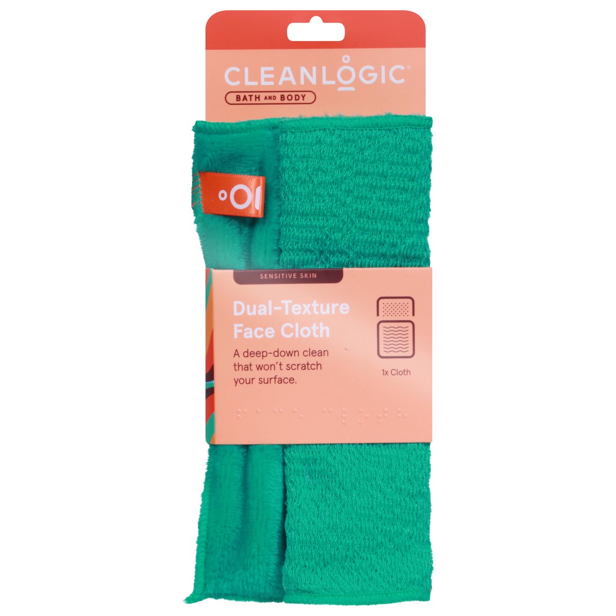 slide 1 of 9, cleanlogic Bath and Body Dual-Texture Face Cloth 1 ea, 1 ct
