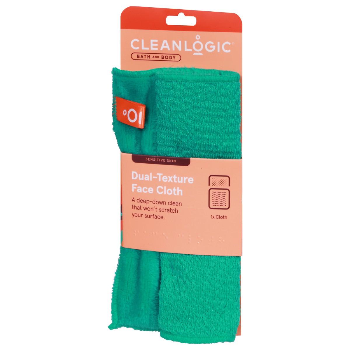 slide 4 of 9, cleanlogic Bath and Body Dual-Texture Face Cloth 1 ea, 1 ct