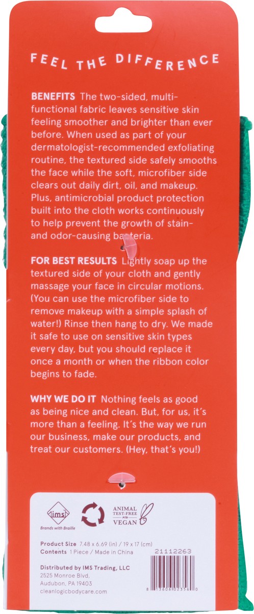 slide 3 of 9, cleanlogic Bath and Body Dual-Texture Face Cloth 1 ea, 1 ct