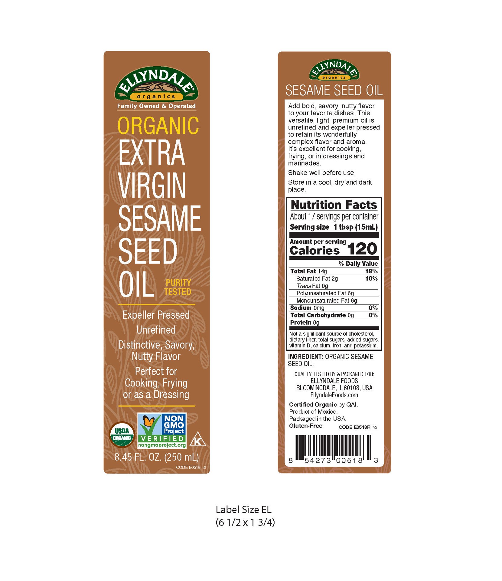 slide 3 of 3, NOW Natural Foods Extra Virgin Sesame Seed Oil, Organic - 8.45 fl. oz., 1 ct