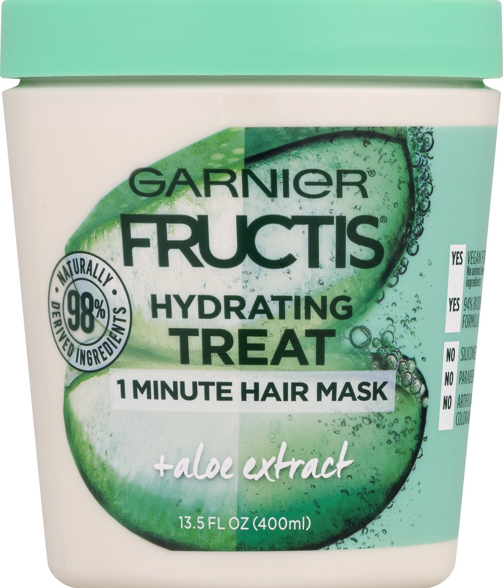 slide 1 of 9, Garnier Fructis Aloe Extract Treat Hydrating 1 Minute Hair Mask 13.5 oz, 13.5 oz